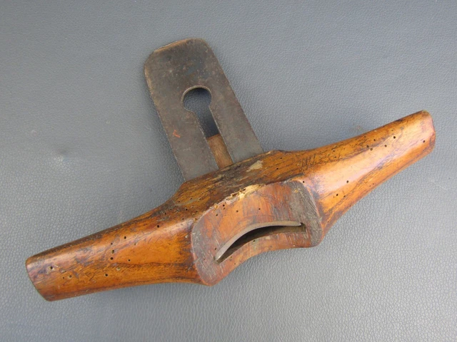 Vintage unusual wooden hollow spoke shave old tool 2