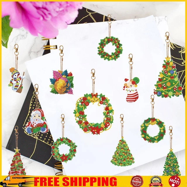 Double Sided Rhinestone Pendant Ornament Snowman Special Shape Xmas Tree 6PCS