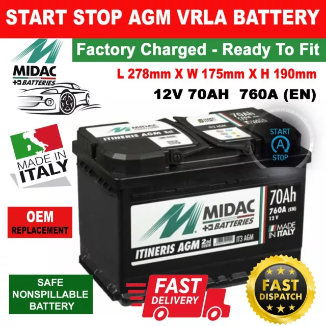 EXIDE Start-Stop EK700 Batterie 12V 70Ah 760A B13 AGM-Batterie EK700  (067AGM), AGM70SS