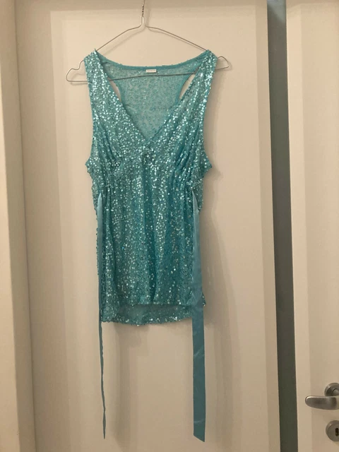 Top di paillettes turchese, marca Yamamay, taglia 44