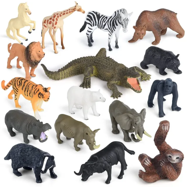 OOTSR 24Pcs Mini Animali Fattoria in plastica e Animali della Giungla  Selvaggia Giocattoli Figure per Bambini Imparare Playset educativo  Bomboniere