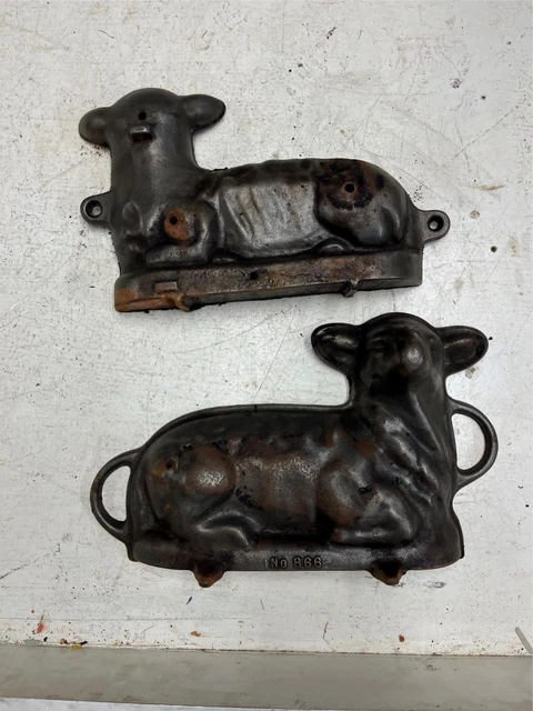 vtg Griswold No. 866 heavy duty cast iron Lamb cake mold with original box