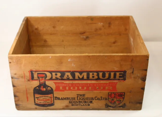 Vintage DRAMBUIE Liqueur Wood Crate Box Bottle Carrier W.A. Taylor New York
