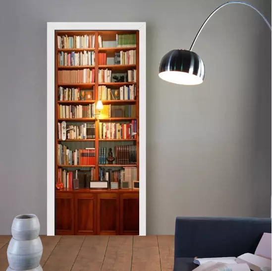 Pegatinas de pared extraíbles para librería 3D autoadhesivas para puerta dormitorio 3