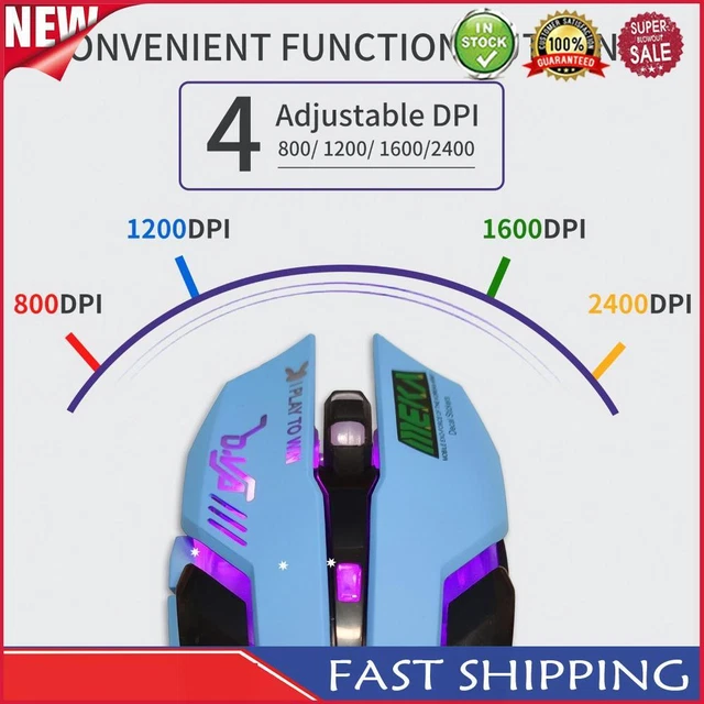 COMPUTER MOUSE USB Wired 6 Buttons 2400dpi Optical Gaming Mice (Blue ...