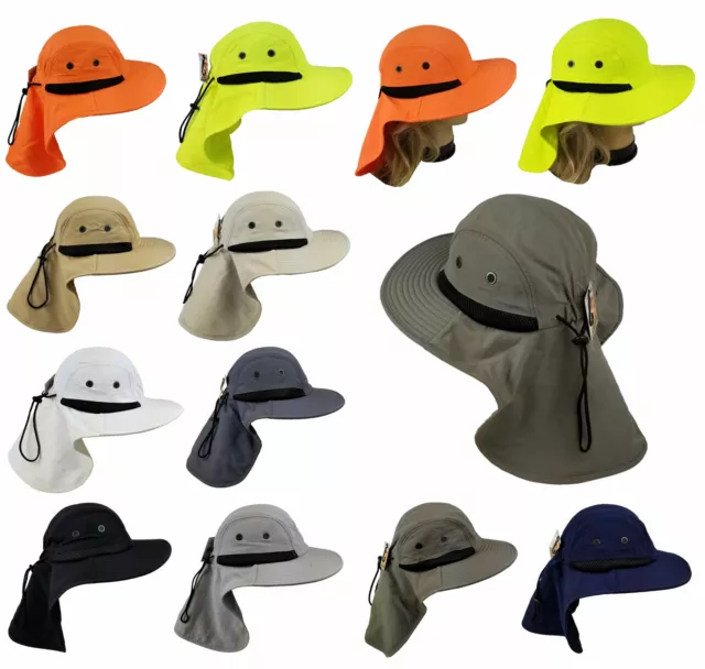 Baseball Cap Camping Boonie Fishing Ear Flap Sun Neck Cover Visor Camo Army  Hat