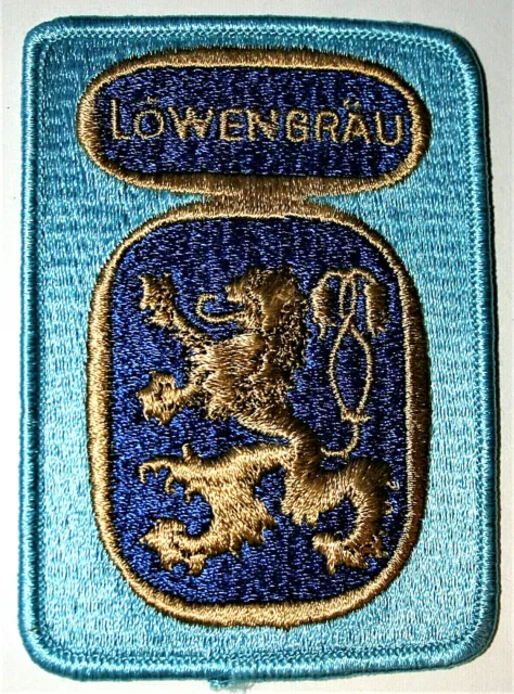 Lowenbrau Munich Lion Brewing Beer Distributor Blue Cloth Patch 1970s NOS New