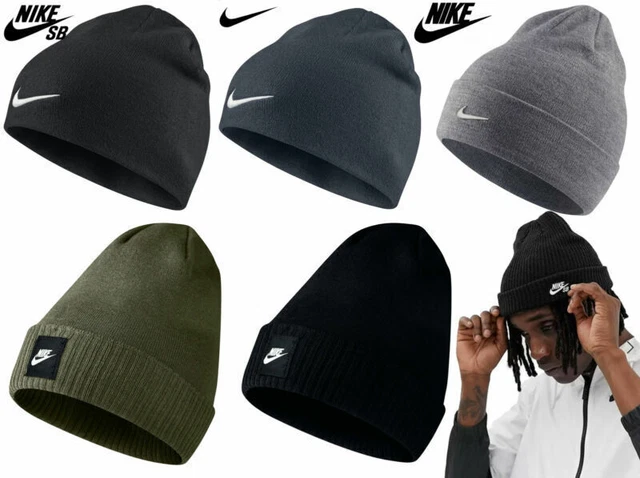 Mens Boys Nike Beanie Hat Winter Knitted Cap Sports Casual Nike Swoosh SB Logo