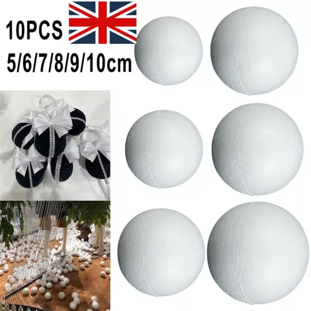 10Pcs POLYSTYRENE BALLS solid - Sweet Trees Craft Baubles 2cm - 40cm Spheres UK