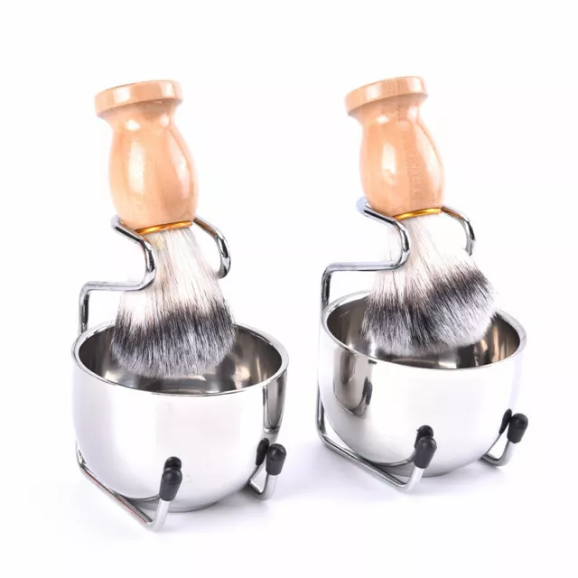 2 In 1Stainless Steel Male Beard Soap Bowl Shaving Stand Facial Cleaner T~m'