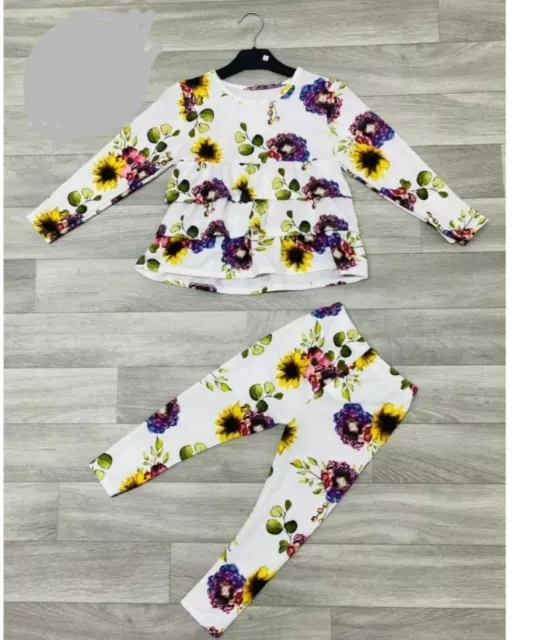Girls Age 12 Long Sleeve T-shirt Top Pant Tracksuit Clothes Sets Outfits lounge