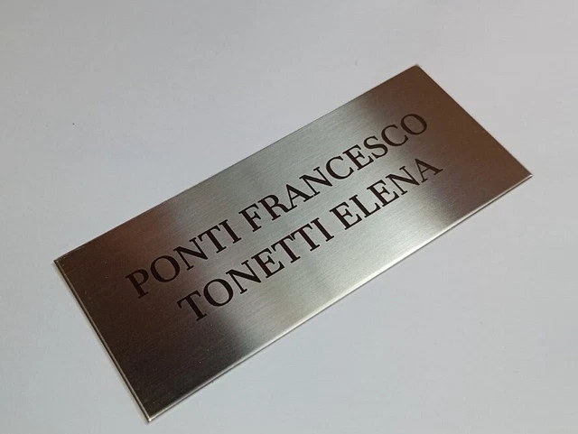 Targhetta Porta Targa Personalizzata In Ottone-Look - , Testo Inciso Nero Per Porta O Campanello 125x45 Mm - Foto 3