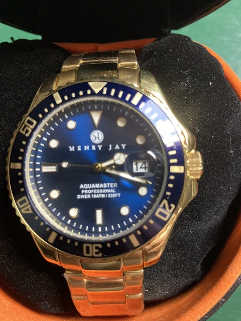 HENRY JAY SPECIALTY Aquamaster Professional Diver 330Ft Mens Watch All Papers 189.99 PicClick