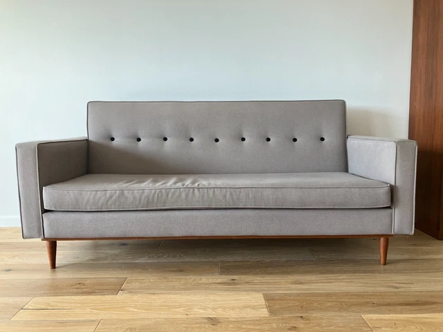 Canapé 3 Places Moderne En Tissu Gris - Rembourrage Mousse - Dimensions 166.5x79x80 Cm - Marque Yaheetech