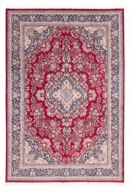 Traditional Hand-Knotted Bordered Carpet 9'10" x 14'0" Wool Area Rug