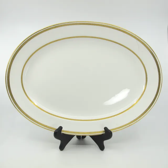 G8338 by MINTON for TIFFANY Gold Encrusted 15 3/8" Oval Serving Platter HAIRLINE