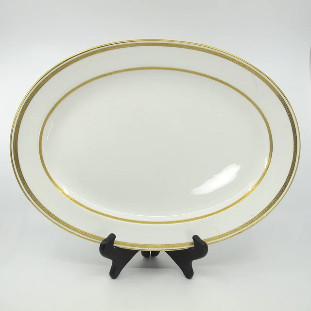 G8338 by MINTON for TIFFANY Gold Encrusted 15 3/8" Oval Serving Platter HAIRLINE