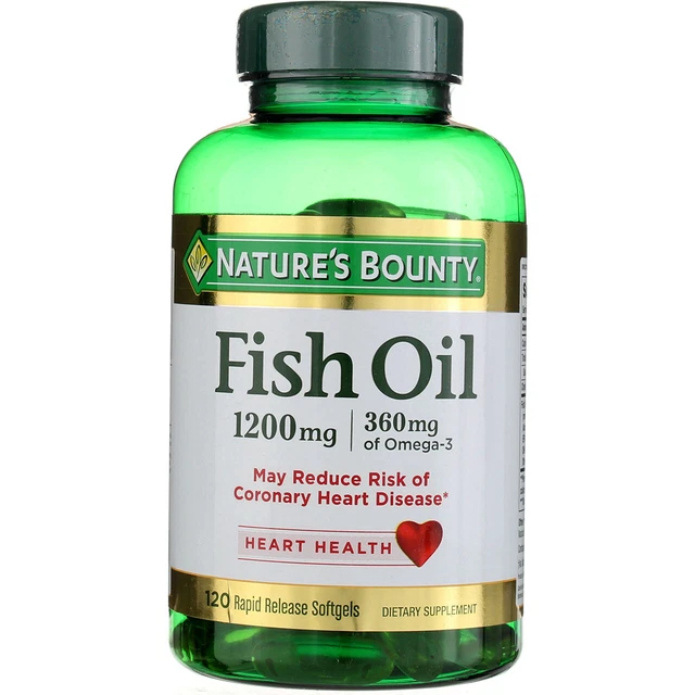 3 Pack Nature's Bounty Heart Health Fish Oil Rapid Release Softgels, 1200 mg,...