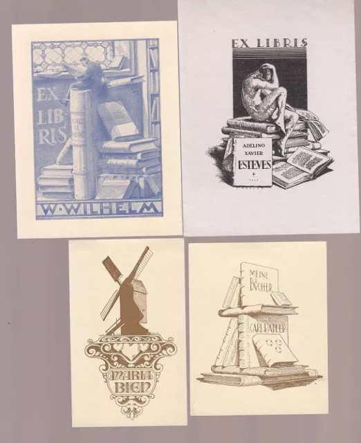 4 Exlibris Bookplate Cliché Karl Robert Rädler 1881-1940 Set Lot 2 Livre D'Art