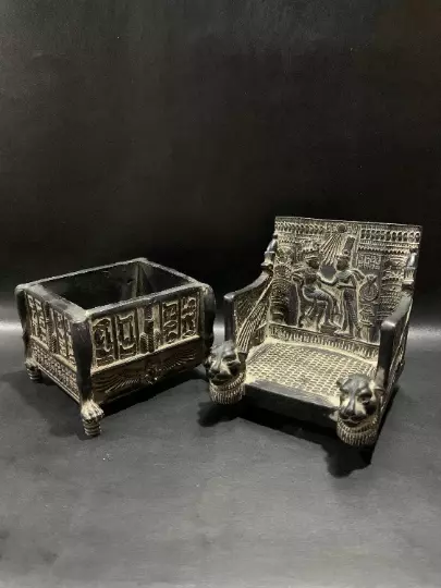 Replica King TUTANKHAMUN Throne as a jewelry box with the Egyptian decoration