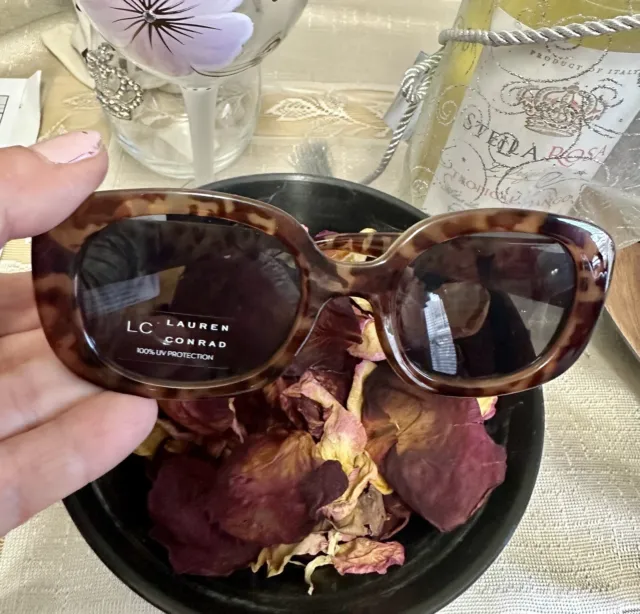 LC LAUREN CONRAD $30 Brown Tortoise Gradient Square Women's Fashion Sunglasses