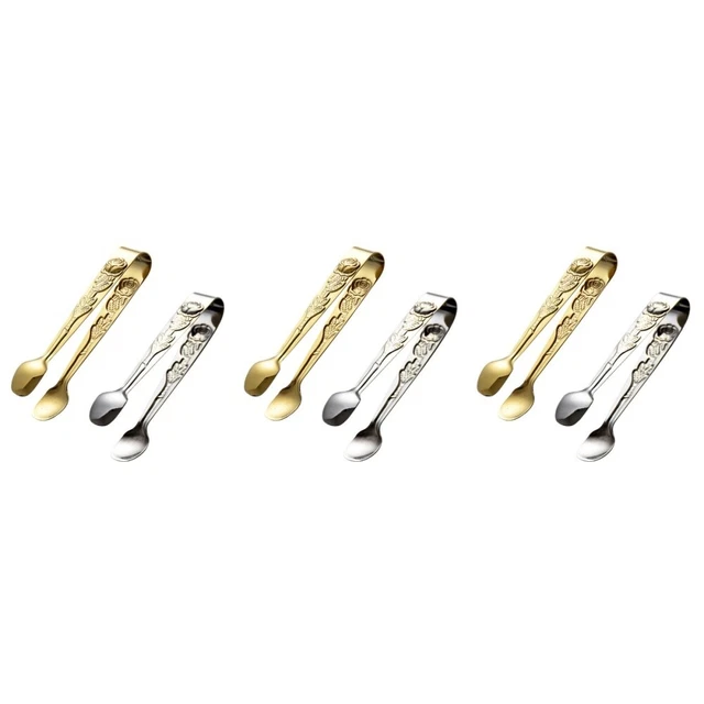 6 Pcs Stainless Steel Food Tongs Ice Cube Metal Block Steak