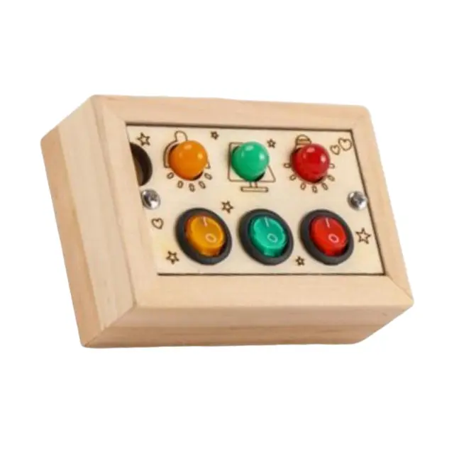 Lights Switch Busy Board Sensory Toy for Travel Car Toy Preschool Wooden Toy