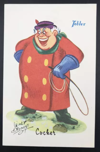 Vintage 1950s Walt Disney Tobler Chocolates Cocher Postcard Pinocchio France