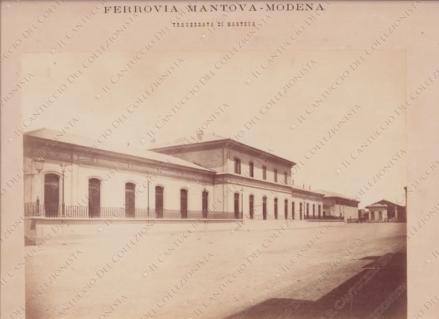 Ferrovia MANTOVA MODENA traversata Stazione Fotografia albumina Bressanini