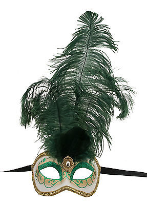 Mask from Venice Colombine IN Feathers Ostrich Green Mask Venetian - 1349 V78