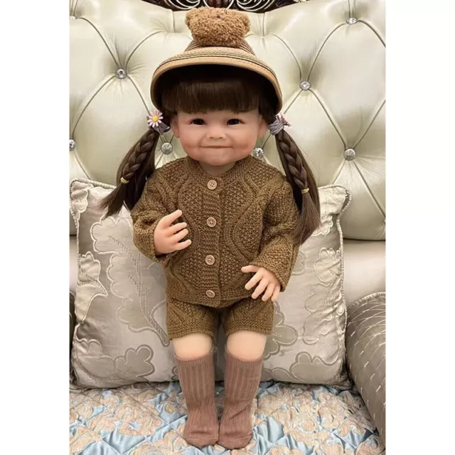 22in Reborn Baby Dolls Girl Full Body Silicone Vinyl Soft Toddler Toys Kids Gift