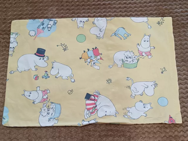 VTG Finlayson Muumi Moomin Pillow Case Cover Baby Fabric Fairy Kei Kawaii Yellow