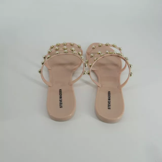 STEVE MADDEN WOMENS Yalsa Blush Pearl Embellished Flat Sandal 10 New In ...