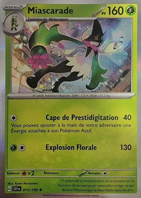 CARTE POKÉMON MIASCARADE Holo 015/198 EV1 Écarlate et violet fr EUR 1,00 - FR
