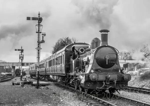 Steam locomotive Bellerophon at Kidderminster – Severn Valley Railway A4 Print