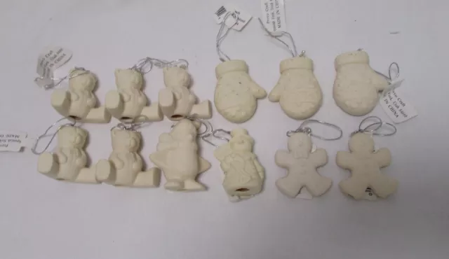 Juego de 12 adornos navideños de bisque de cerámica listos para pintar