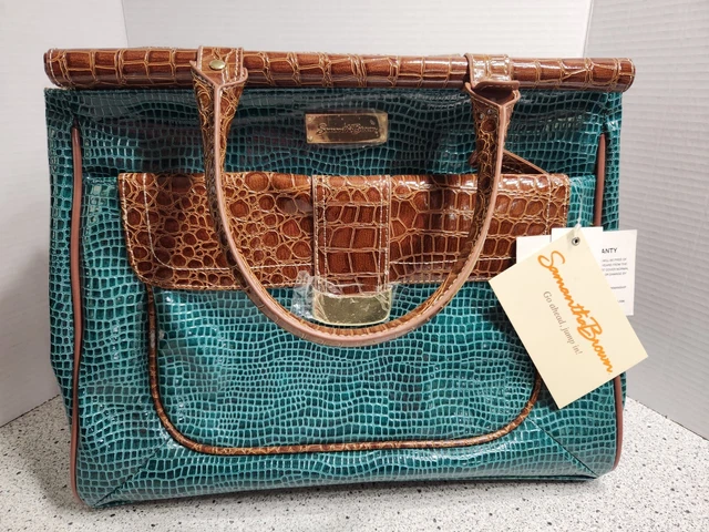 Samantha Brown Carry On Seaglass Camel Weekender Croc Embossed