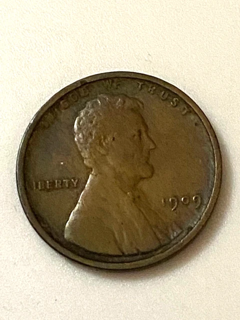 1909 VDB Lincoln Wheat Cent, 1c US Penny Almost Uncirculated Brown