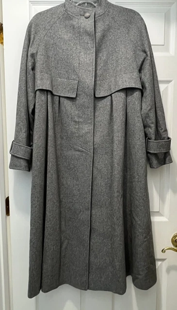 Anglo Fabrics 100% Virgin Wool Gray Long Coat Fleurette Saks 5th Avenue