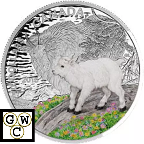 2015 Mountain Goat-Baby Animals Colorized Proof $20 Silver Coin 1oz .9999(17341)