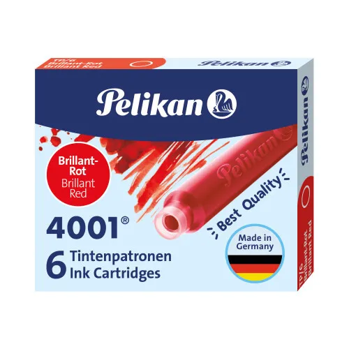 Pelikan 6 Tintenpatronen Füller Standard kurz Patrone 4001 TP/6, Farben wählbar