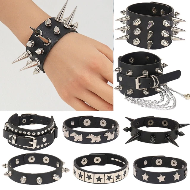 19mm Pyramid Studded Leopard Print Wristband - Punk, Rockabilly, Rock Party Bracelet 4 thumbnail image