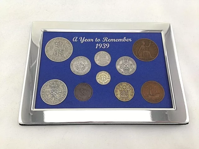 85th Birthday Gift. A Superb 1939, Silver Framed, Coin Year Set - Gift Boxed