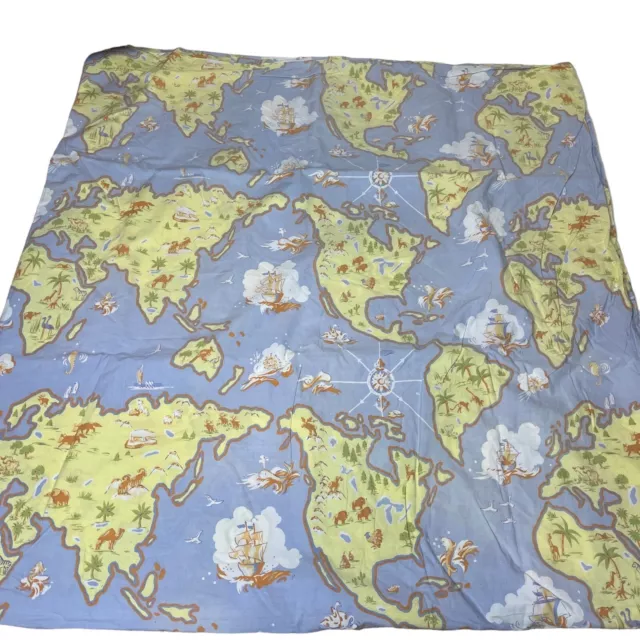 Pottery Barn Kids World Traveler Map Duvet Pillow Case Noahs Arch Full 80" x 84" 3