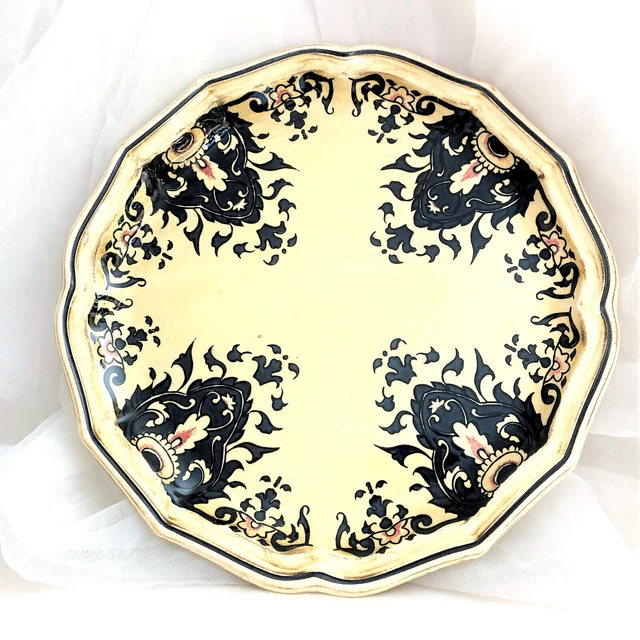 Assiette décorative faïence de Salins France  décor Quevilly  25,5 cm