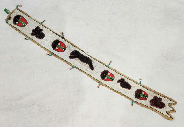 Antique Tanzania Africa 48" Glass Seed Beads Totem w/ Masks & Animals