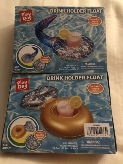 Inflatable Floating w/ Cup Holder Glitter Ring Mermaid glitter