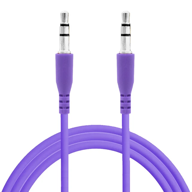 3.5mm Stereo Purple Color Male to Male Jack Port Extension Audio Aux Cable