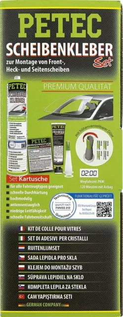 1x Petec 310ml Scheibenkleber-Set Schnell-Montage Front-Heck-Seitenscheiben Neuf