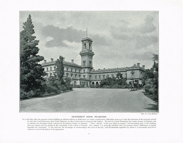 Government House Melbourne Australia 1897 stampa antica immagine vittoriana TQE #11